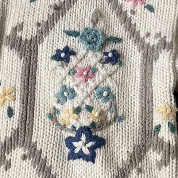 Women's Floral Knit Cardigan Sweater - Picture 10 of 12